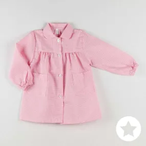 Bata colegial cuadros básica rosa