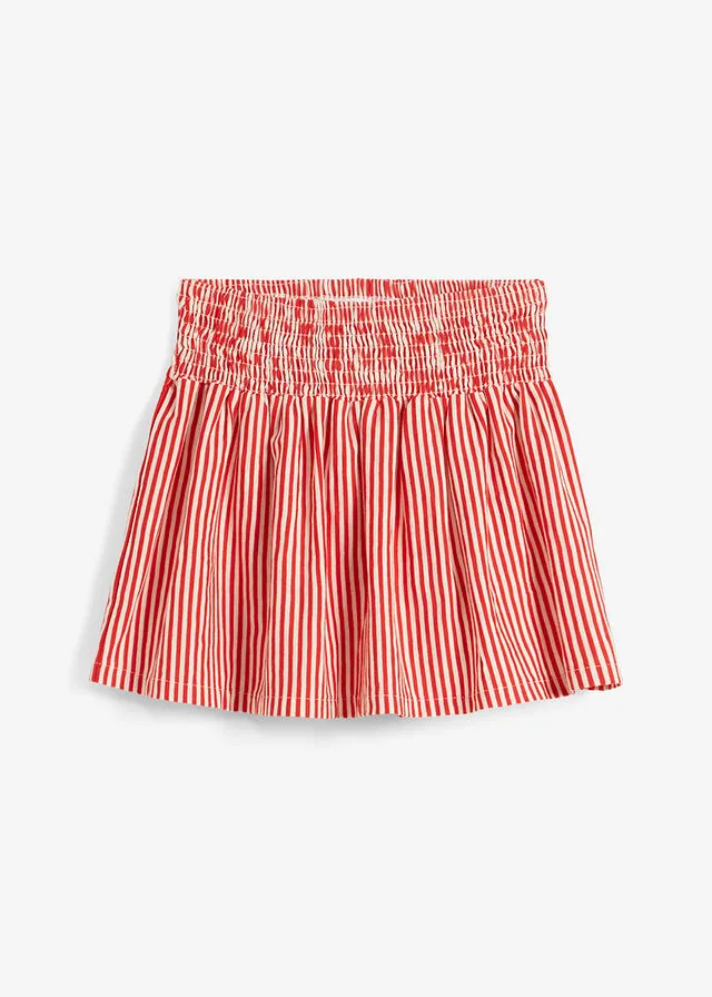Creamy Strawberry White Striped Knit Skirt.