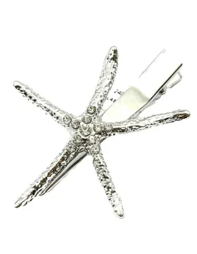 Silver Women's Earrings with Starfish Design