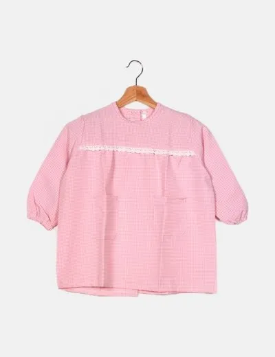 Pink checkered combination Bata.