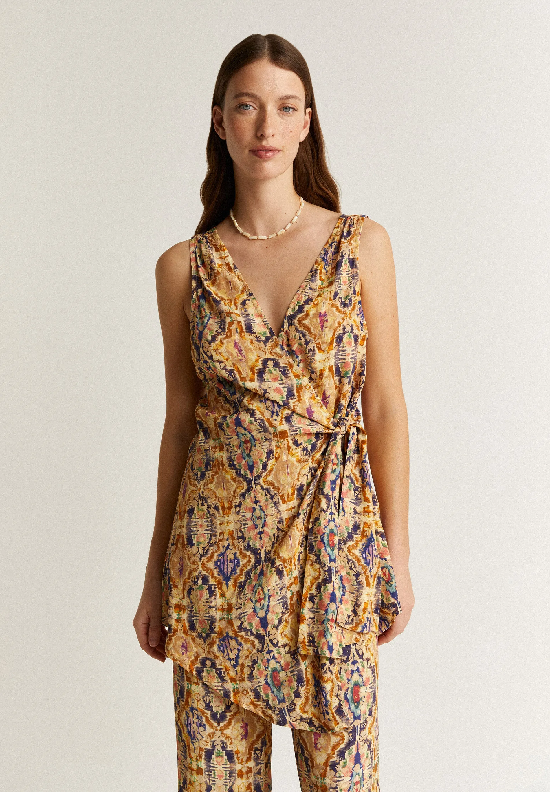 SIDE TIE PRINT VEST
